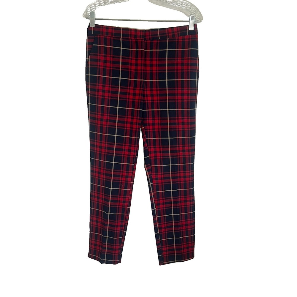 Zara Plaid Festive Holiday Pant L Christmas Checks Preppy Retro‎ Classic